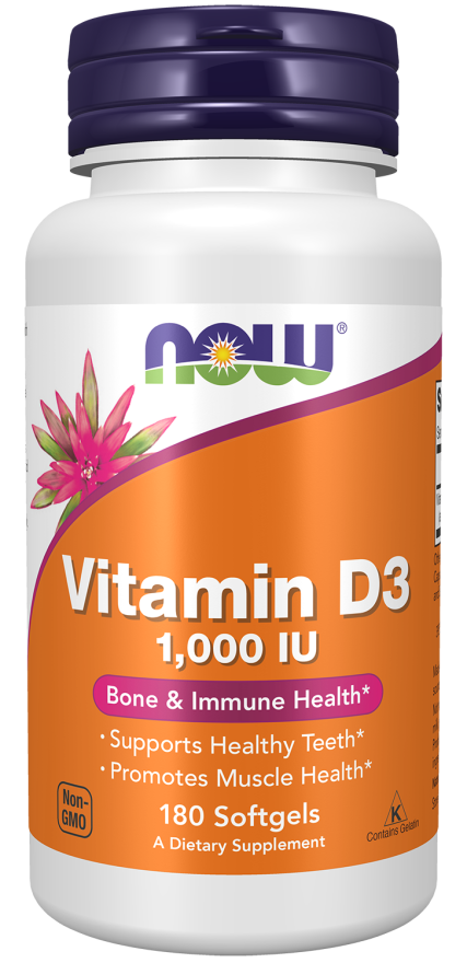 NOW Vitamin D3 1000i.u x 180tbl Product Main Image