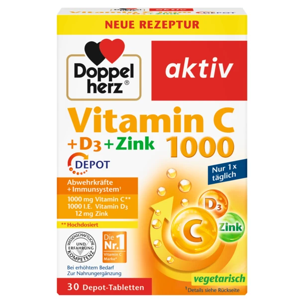 DOPPELHERZ Vitamin C+D3+Zn tbl x 30 Product Main Image