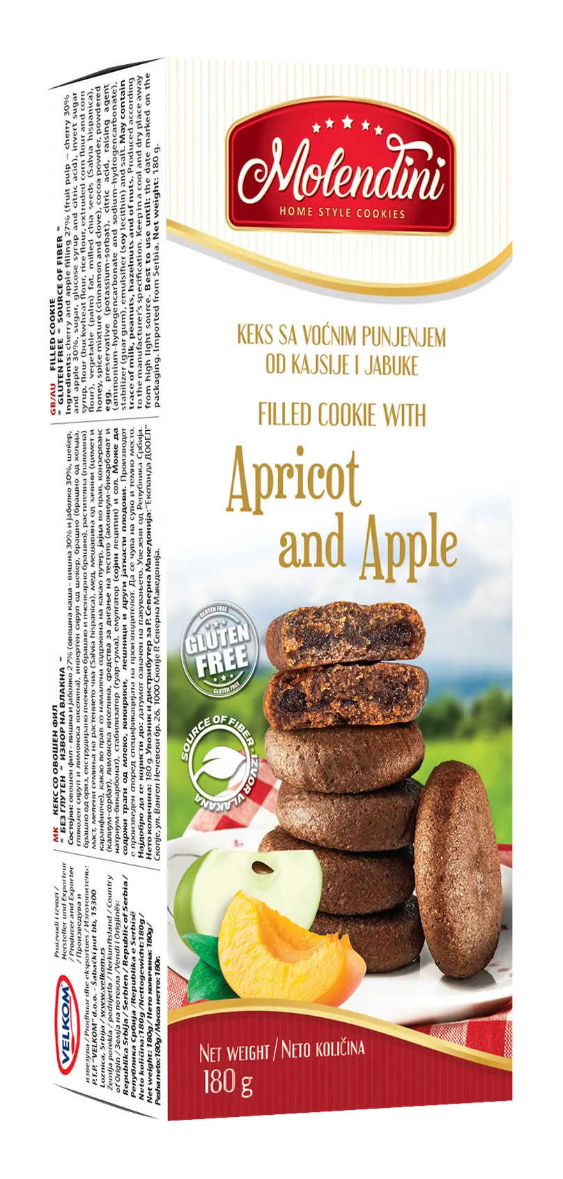 MOLENDINI GLUTEN FREE APRICOT KREM 180g Product Main Image