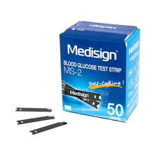 MEDISIGN  MS-2 GLUCOSE TEST STRIPS x 50 Product Main Image