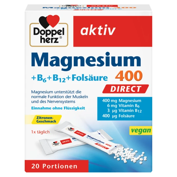 DOPPELHERZ Magnesium direct+B6,B12+folic acid x 20 Product Main Image
