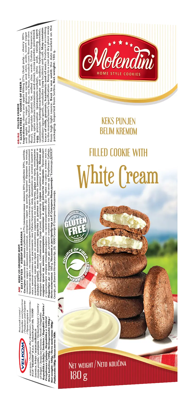 MOLENDINI GLUTEN free white krem 180g Product Main Image