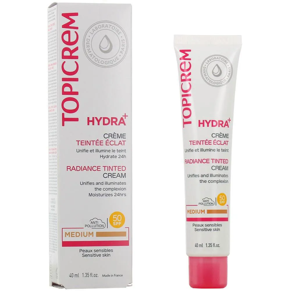 TOPICREM HYDRA+RADIANCE TINTED MEDIUM SPF 50+ CREAM 40ml Product Main Image